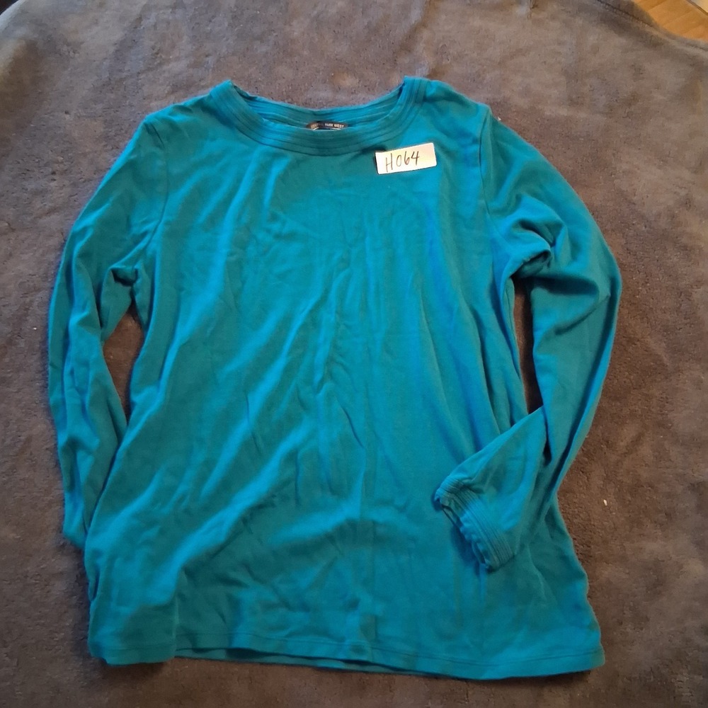 Central Park West Long Sleeve Top Womens Teal XL Soft Stretch Knit Casual Basic